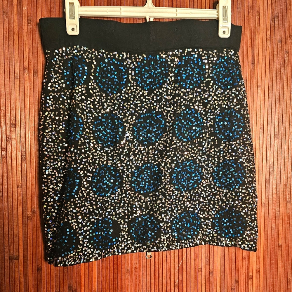 Black and Blue Sequin Mini Skirt - Oasis